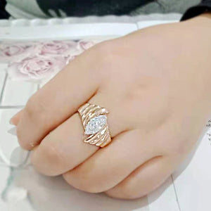 TK3787 - IP Rose Gold(Ion Plating) Stainless Steel Ring with AAA Grade CZ in Clear