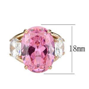 TK3789 - IP Rose Gold(Ion Plating) Stainless Steel Ring with AAA Grade CZ in Rose