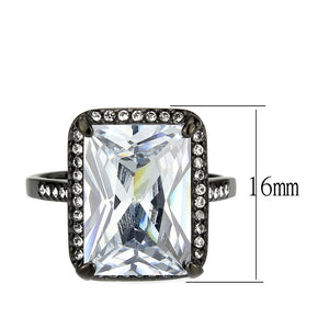 TK3794 - IP Black (Ion Plating) Stainless Steel Ring with AAA Grade CZ in Clear