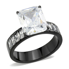 Load image into Gallery viewer, TK3795 - IP Black (Ion Plating) Stainless Steel Ring with AAA Grade CZ in Clear