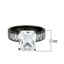Load image into Gallery viewer, TK3795 - IP Black (Ion Plating) Stainless Steel Ring with AAA Grade CZ in Clear