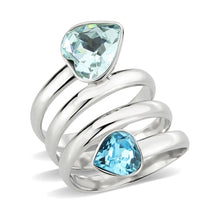 Load image into Gallery viewer, TK3806 - High polished (no plating) Stainless Steel Ring with Top Grade Crystal in SeaBlue