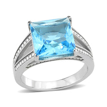Load image into Gallery viewer, TK3807 - High polished (no plating) Stainless Steel Ring with Synthetic in SeaBlue