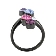 Load image into Gallery viewer, TK3810 - IP Black (Ion Plating) Stainless Steel Ring with Top Grade Crystal in MultiColor