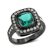 Load image into Gallery viewer, TK3812 - IP Black (Ion Plating) Stainless Steel Ring with Synthetic in Blue Zircon