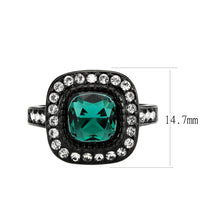 Load image into Gallery viewer, TK3812 - IP Black (Ion Plating) Stainless Steel Ring with Synthetic in Blue Zircon