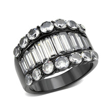 Load image into Gallery viewer, TK3813 - IP Black (Ion Plating) Stainless Steel Ring with AAA Grade CZ in Clear