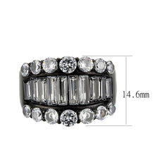 Load image into Gallery viewer, TK3813 - IP Black (Ion Plating) Stainless Steel Ring with AAA Grade CZ in Clear