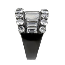 Load image into Gallery viewer, TK3813 - IP Black (Ion Plating) Stainless Steel Ring with AAA Grade CZ in Clear