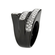 Load image into Gallery viewer, TK3814 - Two Tone IP Black (Ion Plating) Stainless Steel Ring with Top Grade Crystal in Clear