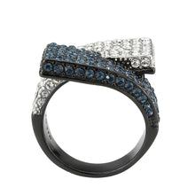 Load image into Gallery viewer, TK3815 - Two Tone IP Black (Ion Plating) Stainless Steel Ring with Top Grade Crystal in MultiColor