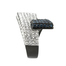 Load image into Gallery viewer, TK3815 - Two Tone IP Black (Ion Plating) Stainless Steel Ring with Top Grade Crystal in MultiColor