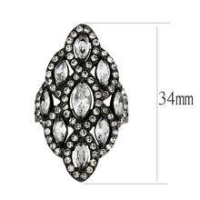 Load image into Gallery viewer, TK3816 - IP Black (Ion Plating) Stainless Steel Ring with AAA Grade CZ in Clear