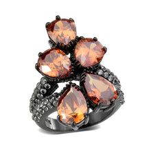 Load image into Gallery viewer, TK3817 - IP Black (Ion Plating) Stainless Steel Ring with AAA Grade CZ in Champagne
