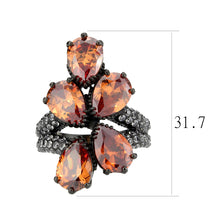 Load image into Gallery viewer, TK3817 - IP Black (Ion Plating) Stainless Steel Ring with AAA Grade CZ in Champagne