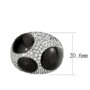 TK3818 - Two Tone IP Black (Ion Plating) Stainless Steel Ring with AAA Grade CZ in Clear