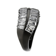 Load image into Gallery viewer, TK3819 - IP Black (Ion Plating) Stainless Steel Ring with AAA Grade CZ in Clear