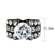 Load image into Gallery viewer, TK3820 - IP Black (Ion Plating) Stainless Steel Ring with AAA Grade CZ in Clear
