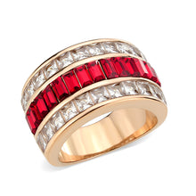 Load image into Gallery viewer, TK3823 - IP Rose Gold(Ion Plating) Stainless Steel Ring with Top Grade Crystal in Red Series