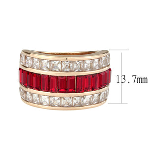 TK3823 - IP Rose Gold(Ion Plating) Stainless Steel Ring with Top Grade Crystal in Red Series