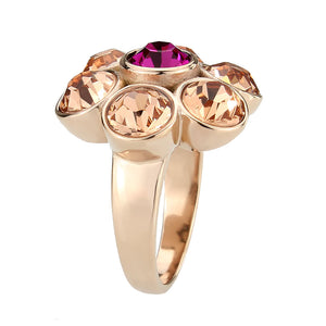TK3824 - IP Rose Gold(Ion Plating) Stainless Steel Ring with Top Grade Crystal in MultiColor