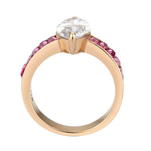 Load image into Gallery viewer, TK3825 - IP Rose Gold(Ion Plating) Stainless Steel Ring with AAA Grade CZ in Clear