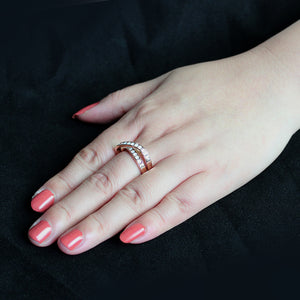 TK3828 - IP Rose Gold(Ion Plating) Stainless Steel Ring with Top Grade Crystal in Fireopal