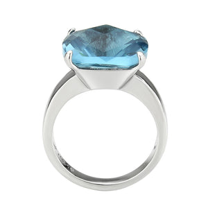 TK3830 - High polished (no plating) Stainless Steel Ring with Synthetic in SeaBlue
