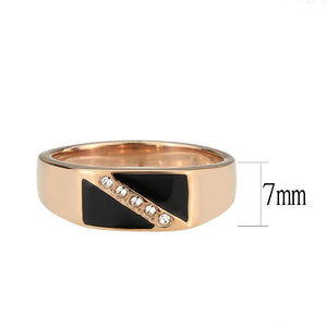 TK3831 - IP Rose Gold(Ion Plating) Stainless Steel Ring with Top Grade Crystal in Clear