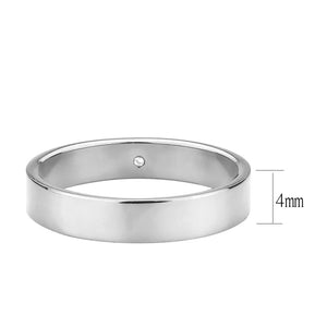 TK3832N- High Polished( No Plated) Stainless Steel Ring with Top Grade Crystal in Clear