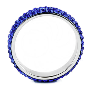 TK3838 - High polished (no plating) Stainless Steel Ring with Top Grade Crystal  in Sapphire(206)