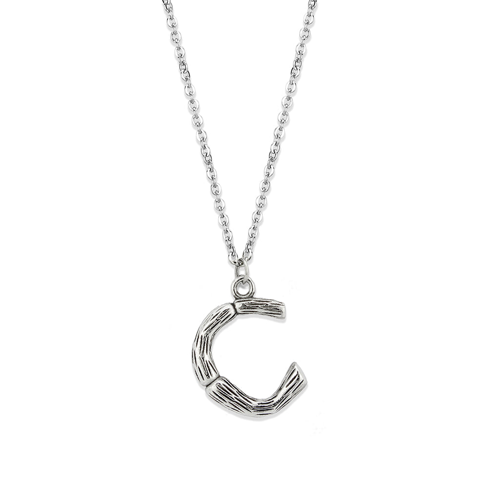 TK3853C High Polished Stainless Steel Chain Initial Pendant - Letter C