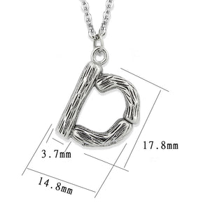 TK3853D High Polished Stainless Steel Chain Initial Pendant - Letter D