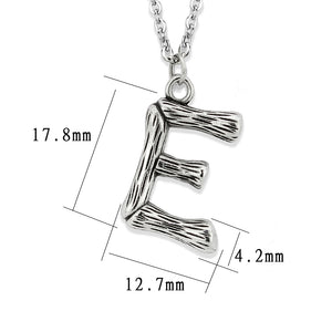 TK3853E High Polished Stainless Steel Chain Initial Pendant - Letter E