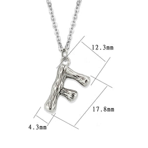 TK3853F High Polished Stainless Steel Chain Initial Pendant - Letter F