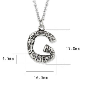 TK3853G High Polished Stainless Steel Chain Initial Pendant - Letter G