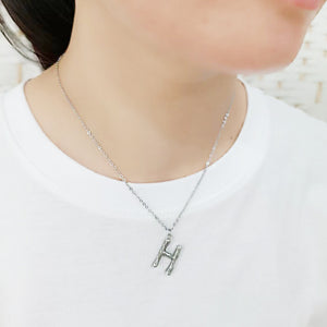 TK3853H High Polished Stainless Steel Chain Initial Pendant - Letter H