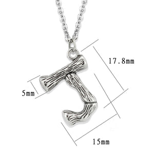 TK3853J High Polished Stainless Steel Chain Initial Pendant - Letter J