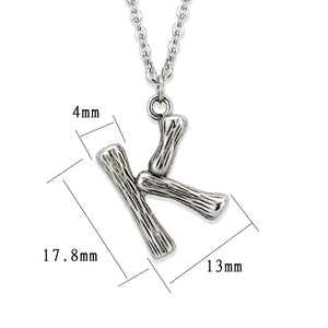TK3853K High Polished Stainless Steel Chain Initial Pendant - Letter K