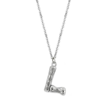 TK3853L High Polished Stainless Steel Chain Initial Pendant - Letter L