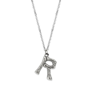 TK3853R High Polished Stainless Steel Chain Initial Pendant - Letter R