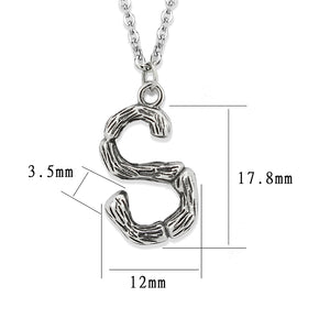 TK3853S High Polished Stainless Steel Chain Initial Pendant - Letter S
