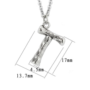 TK3853T High Polished Stainless Steel Chain Initial Pendant - Letter T