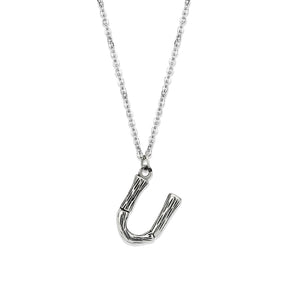 TK3853U High Polished Stainless Steel Chain Initial Pendant - Letter U