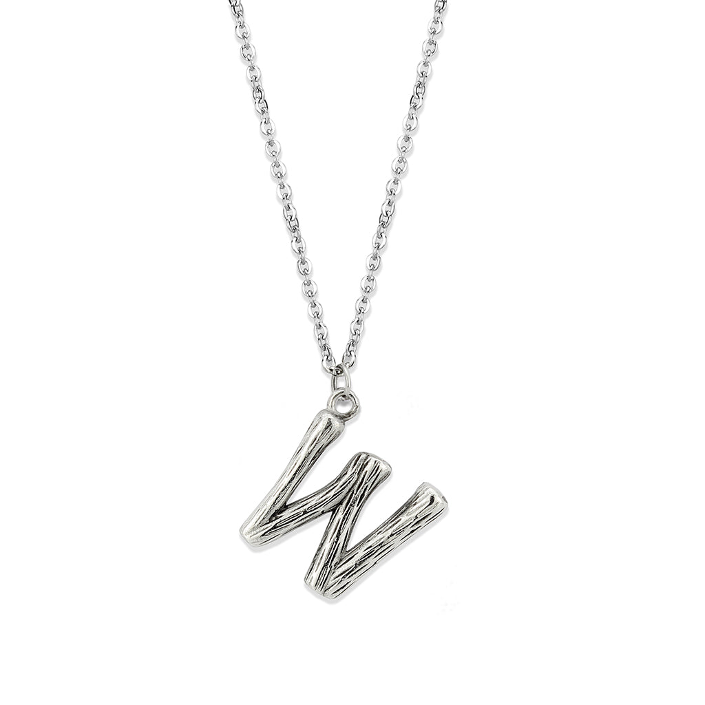 TK3853W High Polished Stainless Steel Chain Initial Pendant - Letter W