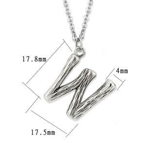 TK3853W High Polished Stainless Steel Chain Initial Pendant - Letter W