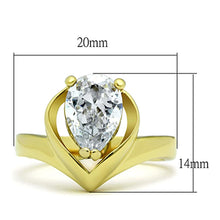 Load image into Gallery viewer, TK389G - IP Gold(Ion Plating) Stainless Steel Ring with AAA Grade CZ  in Clear