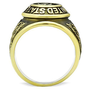 TK414704G - IP Gold(Ion Plating) Stainless Steel Ring with Epoxy  in Jet