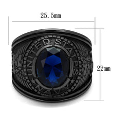 Load image into Gallery viewer, TK414707J - IP Black(Ion Plating) Stainless Steel Ring with Synthetic Synthetic Glass in Sapphire