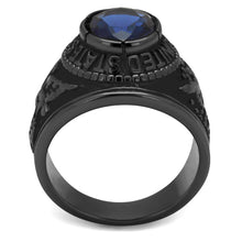 Load image into Gallery viewer, TK414708J - IP Black(Ion Plating) Stainless Steel Ring with Synthetic Synthetic Glass in Sapphire